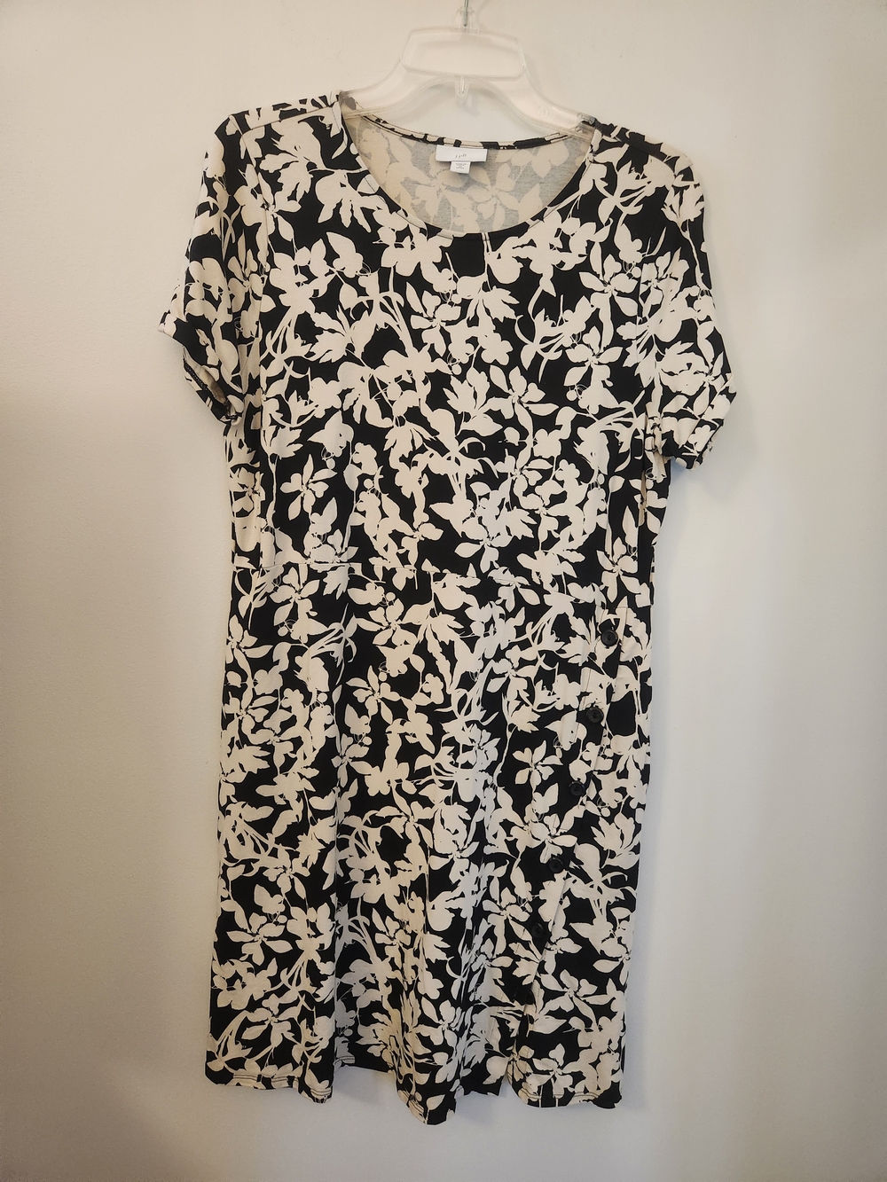 J. Jill Black and Cream Floral Midi Dress